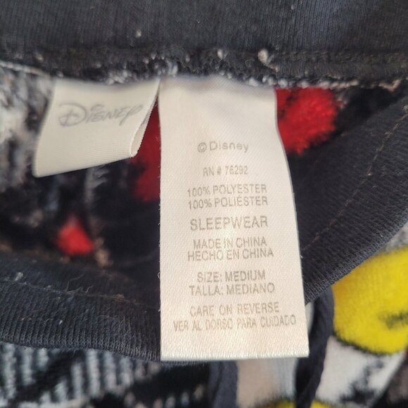 Disney Sweatpants Womens Medium Black Fleece Drawstring Mickey Mouse Pajamas - Picture 7 of 7